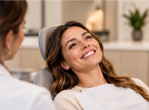 Smiling patient in the dental chair