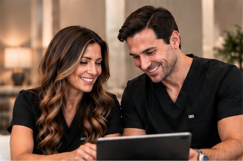 Dr. Bunis and Dr. Dubov reviewing a treatment plan