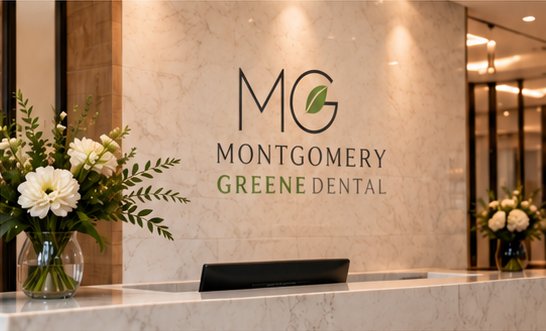 MG logo wall with flowers